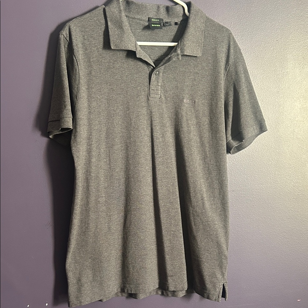 Men's BOSS Gray Polo Shirt